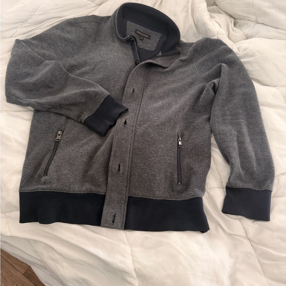 Banana Republic Men’s Jacket Gray Textured Zip Button Size M